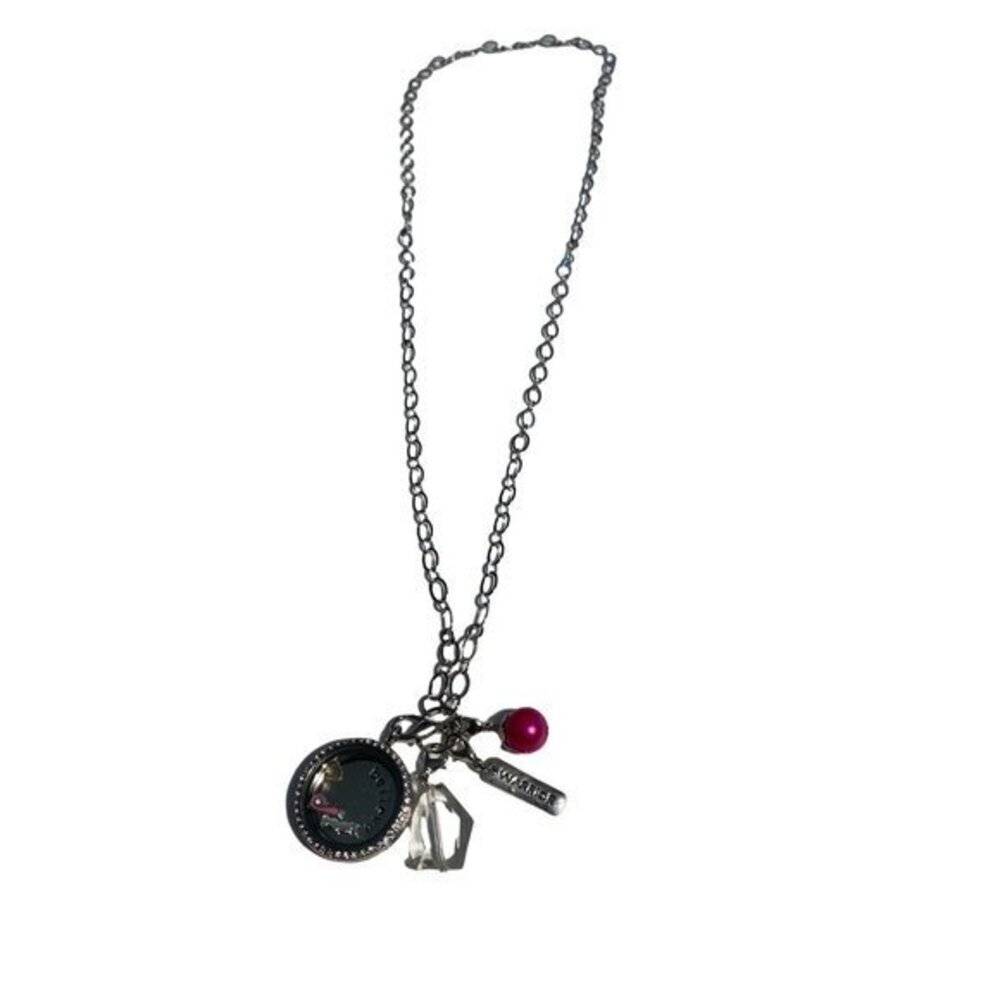 Floating‎ Locket Necklace - Breast Cancer Awareness